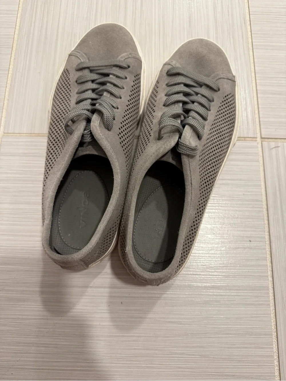 Vince Men's Perforated Suede Lace-Up Sneakers - Gray